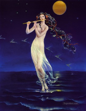 Fantasía popular Painting - eclipse de pez volador fantasía